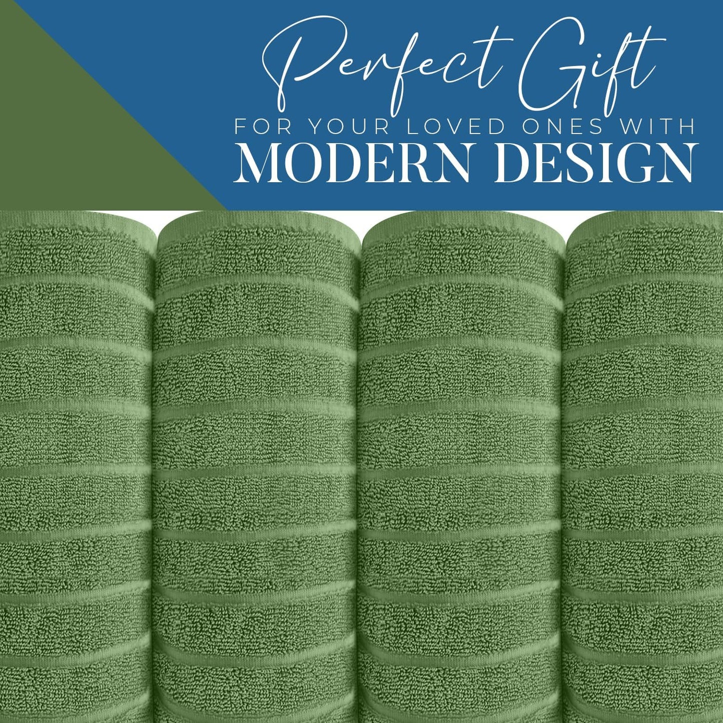 DAN RIVER Pack of 2 Bath Sheet 35x70 Inches, Extra Large Ribbed Quick Dry Bath Towels for Bathroom, Soft Absorbent Towels - Sage Green