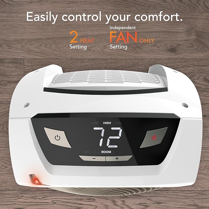 Vornado AVH10 (2025) Space Heater for Home, Fan Only Option, Digital Display with Adjustable Thermostat, Advanced Safety Features, Auto Climate Control, Whole Room Electric Heater for Indoors, White