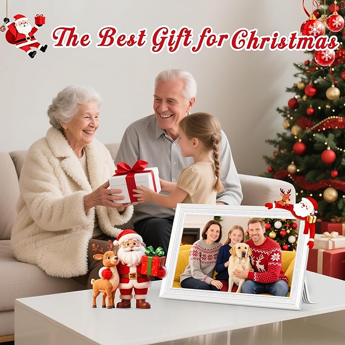 Frameo 10.1" Digital Picture Frame, Smart WiFi Digital Photo Frame with 1280x800 HD IPS Touch Screen 32GB Memory Auto-Rotate Wall Mounted, Share Photos/Videos from Phone Anywhere(White)