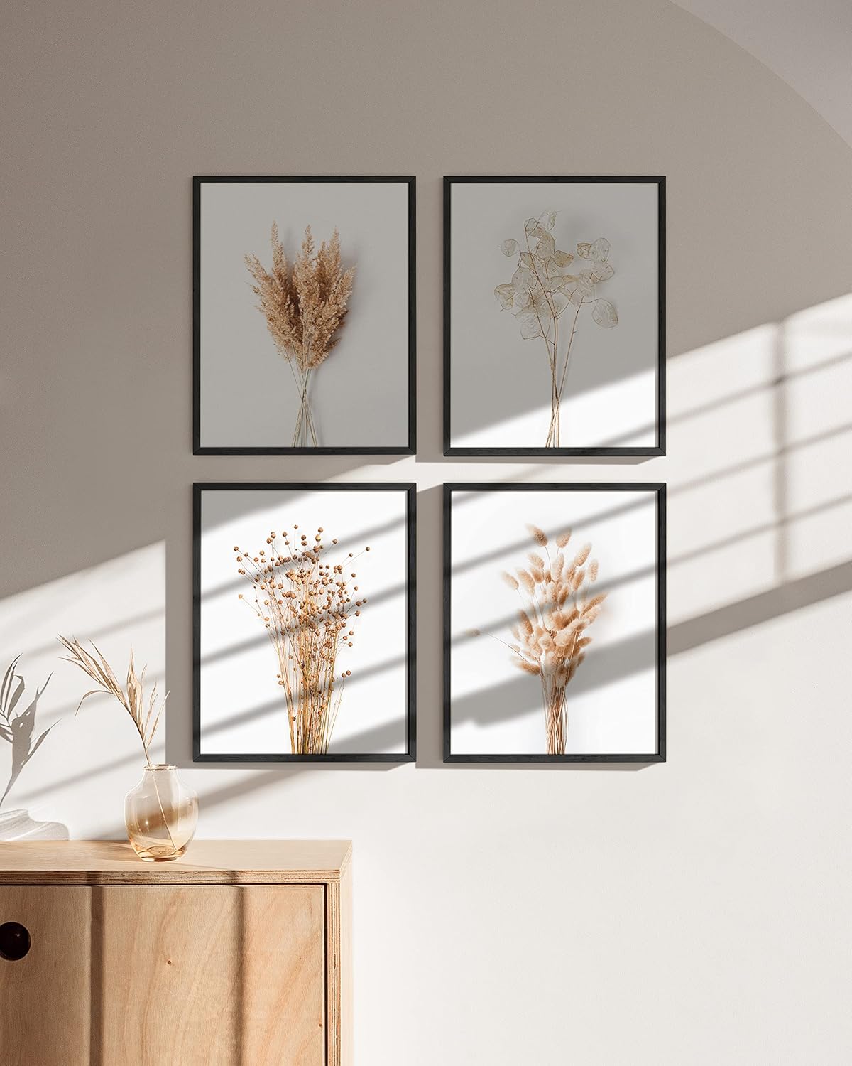 HAUS AND HUES Flower Wall Decor - Set of 4 Floral Wall Art, Framed Flower Paintings, Floral Pictures, Frameable Botanical Posters (8x10, Black Frame)