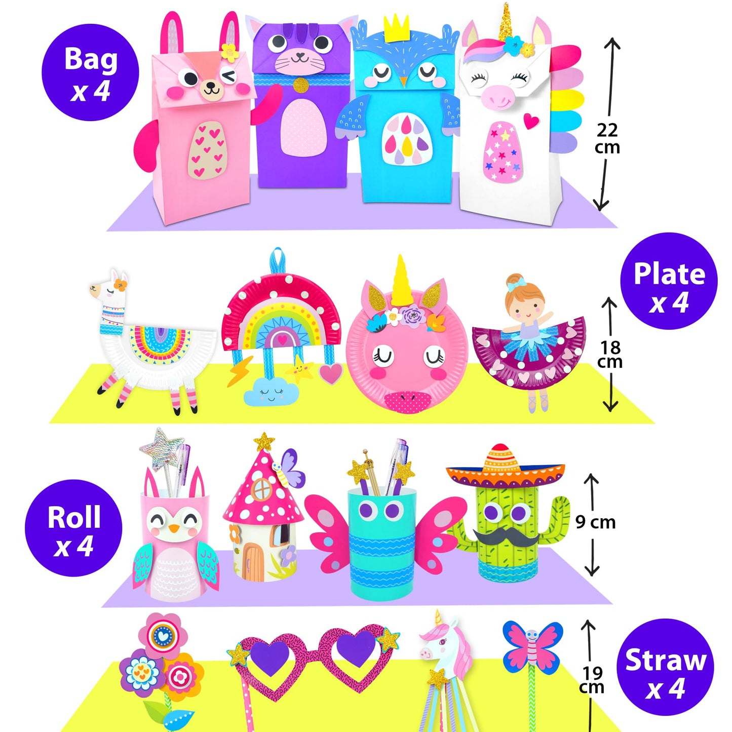 KRAFUN My First Unicorn Bunny Paper Craft Kit for Girls Age 3+, 18 DIY Arts & Crafts Projects, Paper Bags Plates Rolls, Creative Activity Set for Toddlers with Unicorn Bunny Fairy Princess
