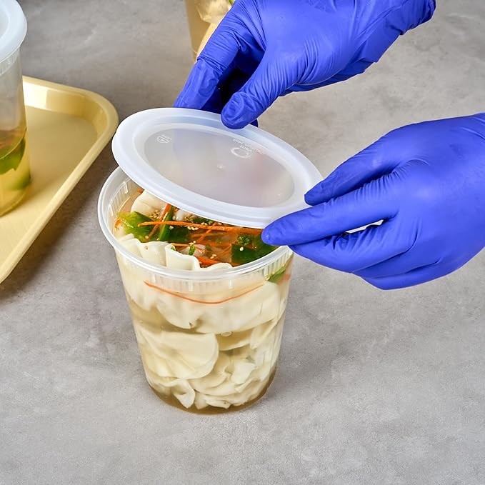 Restaurantware Plastic Food Container 100 Pack of 40 oz Clear Microwave-Safe Storage Container With Lid Leakproof Round Shape Disposable Freezer-Safe