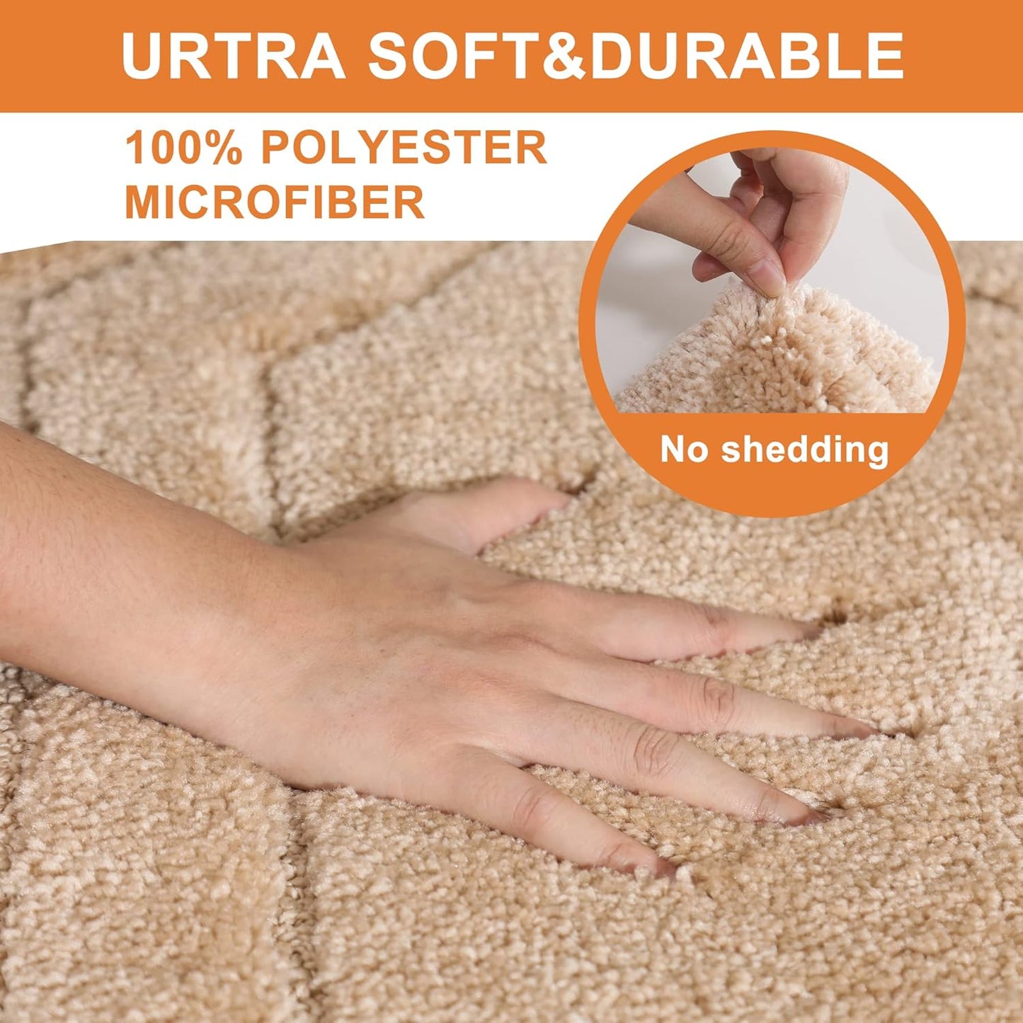 BEQHAUSE-Bathroom-Rug-Non-Slip-Bath-Mat-Soft and Absorbent Shower Mat Polyester Bath Mats for Bathroom Machine Washable Bath Rugs Beige Bathrooms Rug for Shower Sink Bathtub,16"x24"