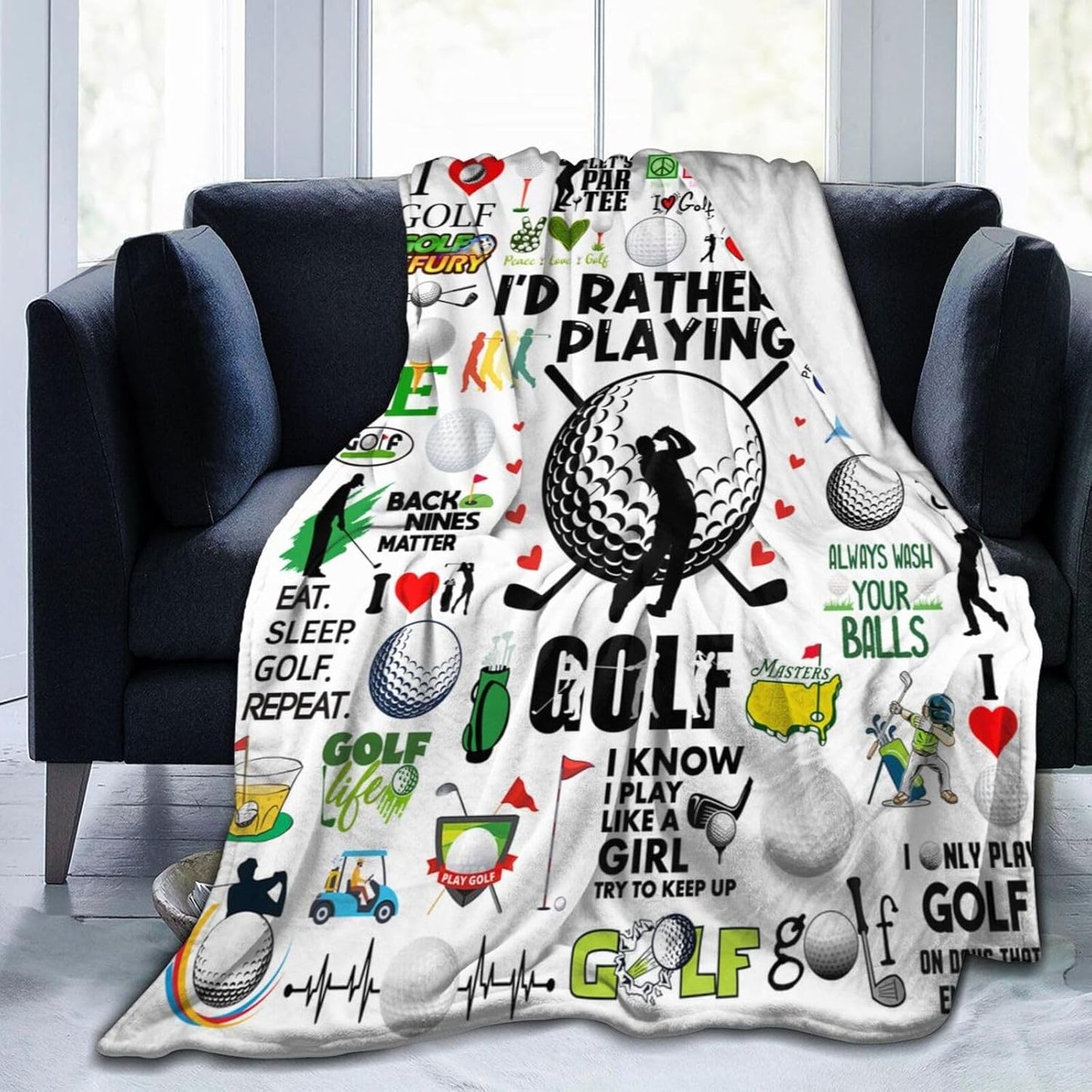 Golf Blanket Gifts Merch for Men Women Soft Flannel Golfing Theme Decor Blanket Bedding Gifts for Golf Lovers Boys Girls Men Women 60"X50"