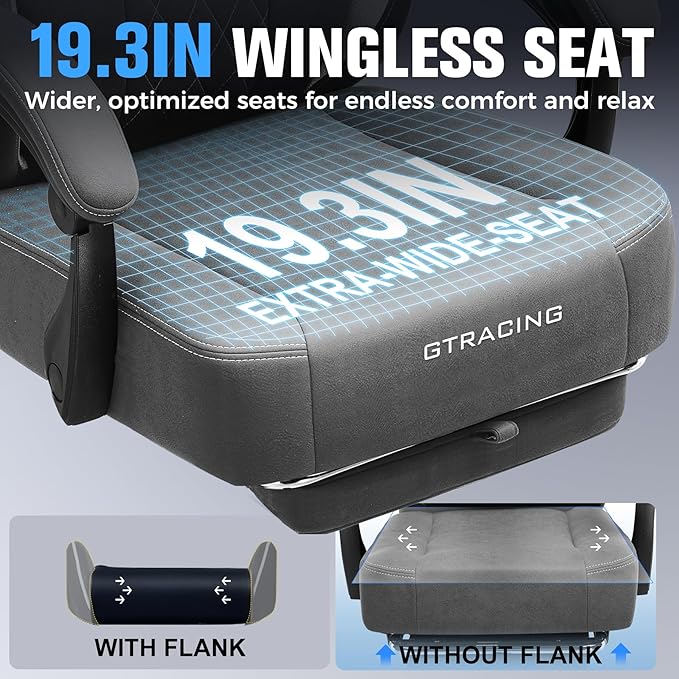 GTPLAYER Big and Tall Gaming Chair Breathable Fabric Computer Chair with Strong Lumbar Support, Comfortable Office Chairs with Pocket Spring Cushion, High Back Ergonomic Desk Chairs with Footrest