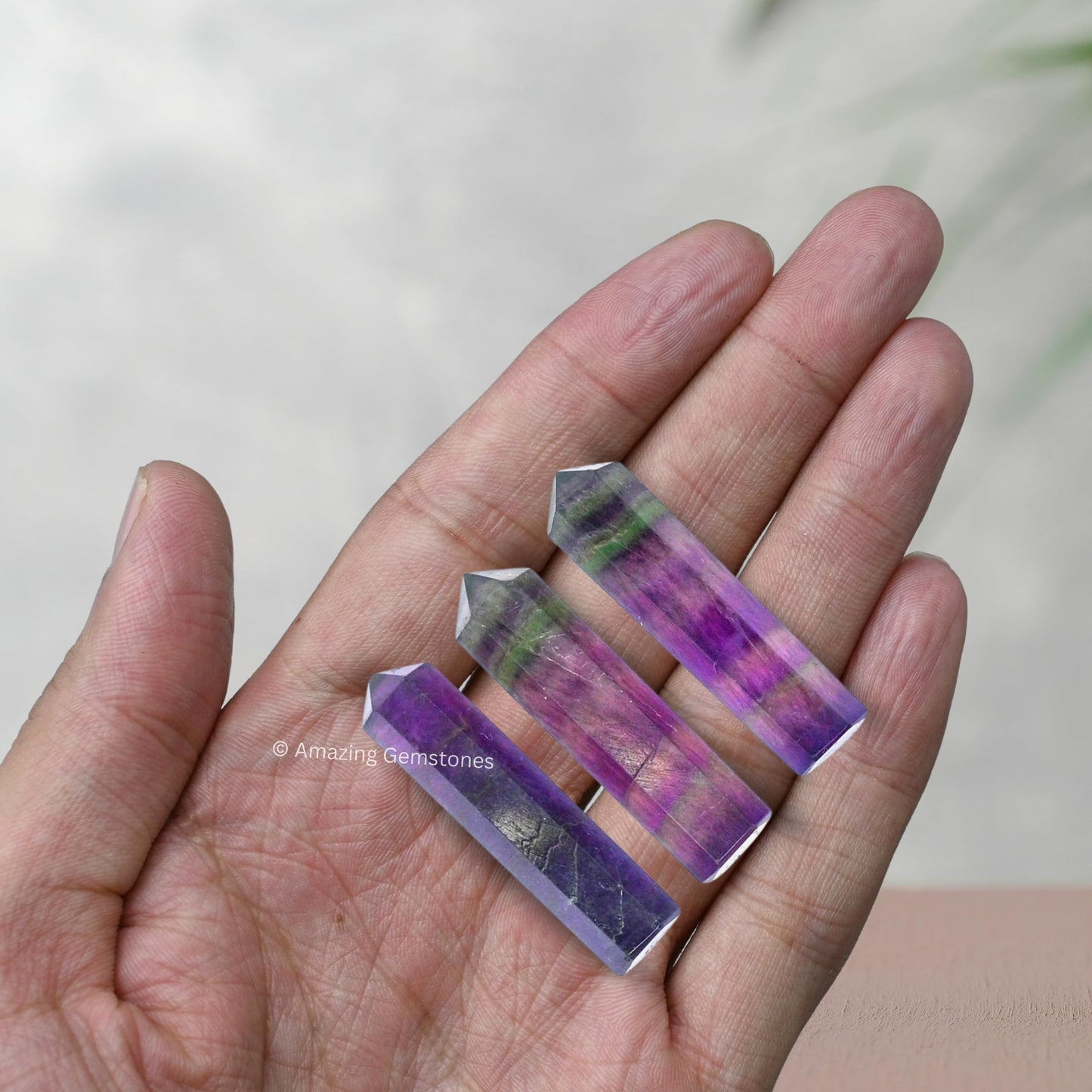 Amazing Gemstone Multi Fluorite Crystal Points Bulk Healing Crystals and Stones - Pack of 3 Single Terminated Healing Wand Point Bulk Crystals for Crafts, Crystal Grid, DIY Work - Premium Crystals