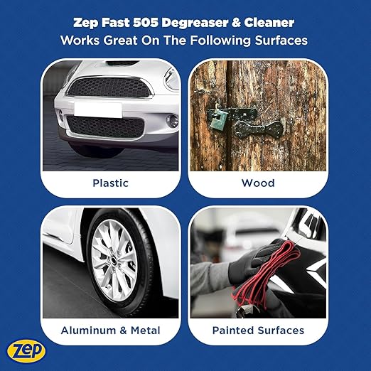 Zep Fast 505 Cleaner and Degreaser - 32 oz (Case of 2) ECZU505322 - Fast Acting, Removes Oil, Grease, and Dirt from Tools, Decks, Grills, Plastic, and Even Grease-Stained Laundry