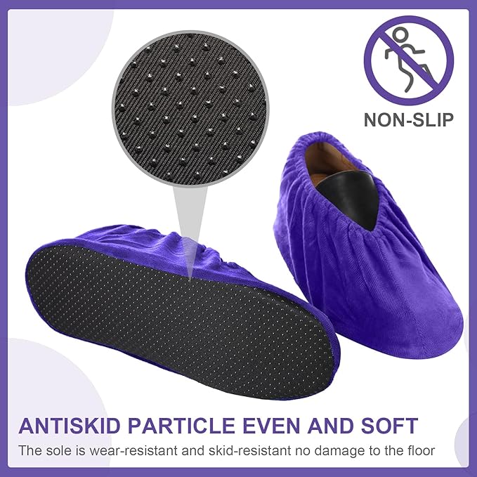 JaGely 11 Pairs Reusable Non Slip Cloth Shoe Covers Washable Thickened Boot Shoe Covers for Indoors and Households(Purple)