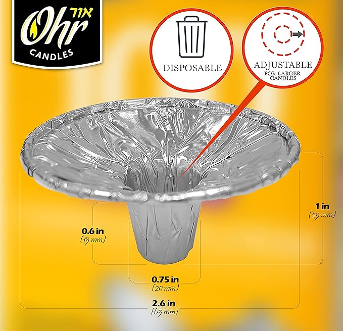 Ohr Candles Extra Heavy Disposable Aluminium Foil Candle Holder, Drip Cup Bobeches - 100 Pack