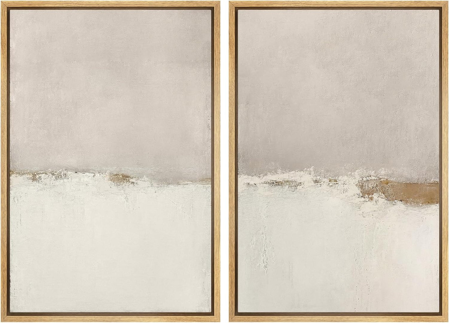 SIGNWIN Framed Canvas Print Wall Art Beige Gray Paint Strokes Abstract Grunge Landscape Prints Modern Art Minimalist Neutral Decor for Living Room, Bedroom, Office - 24"x36"x2 Natural