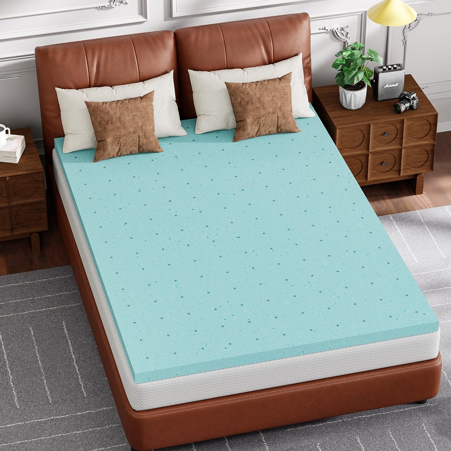 FDW | 5" Full Mattress + 3" Cooling Mattress Topper | Gel Memory Foam | Medium Firm Feel | White | with Washable Cover for Cool Sleep and Pressure Relief | Bed in a Box, CertiPUR-US Certified