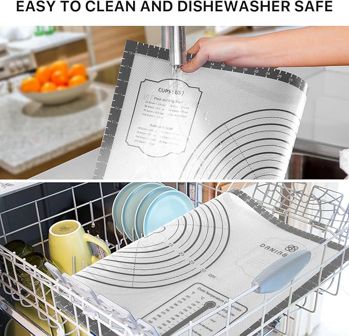Silicone Mat, 28 x 20inch Extra Large Non-stick Pastry Baking Mat with Measurement, Resuable Thick Cookie Sheet Counter Mat, Dough Rolling Mat, Oven Liner, Fondant/Pie Crust Mat