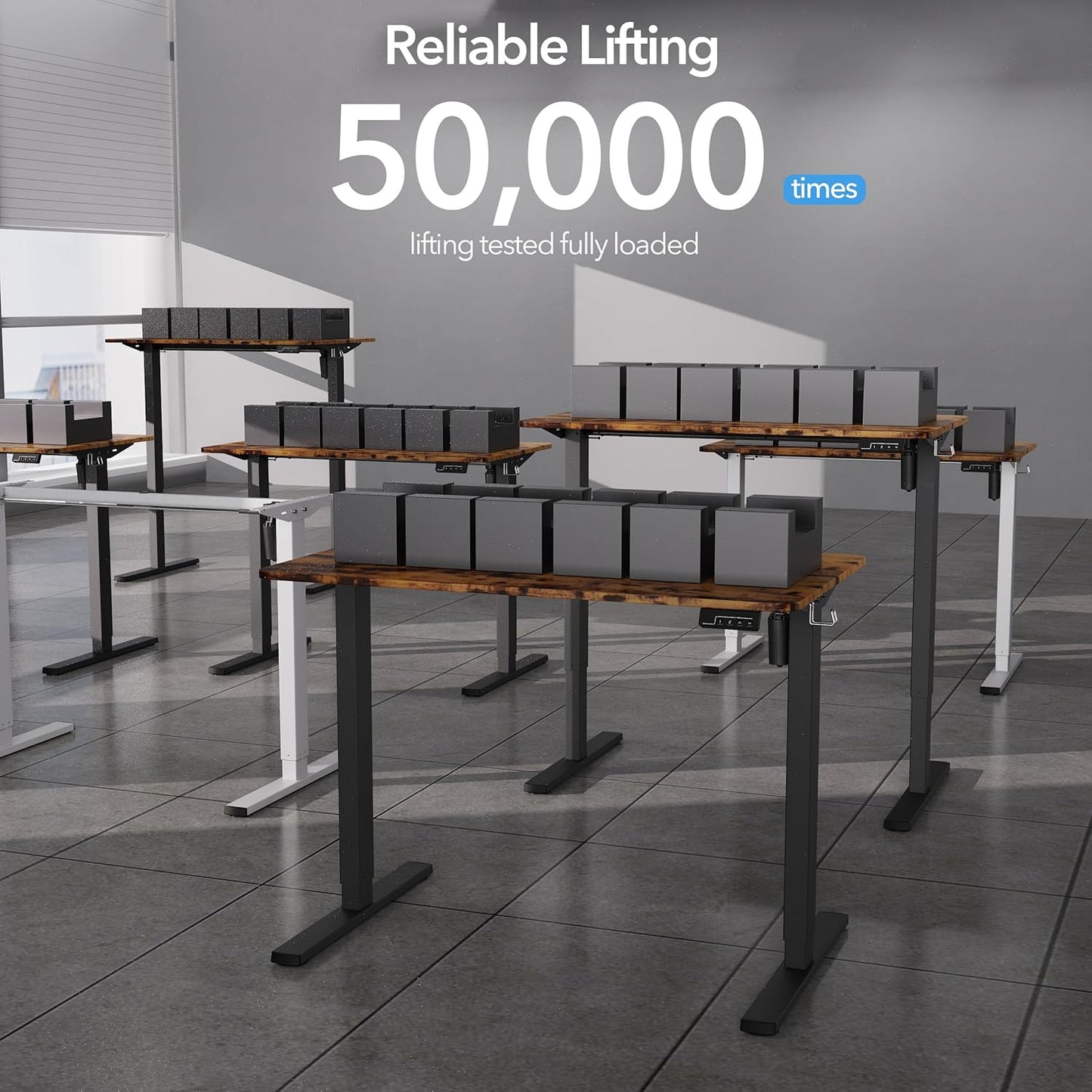 Electric Standing Desk Adjustable Height, 32x20 Inches Sit Stand up Desktop for Home Office, Ergonomic Rising Computer Table with Memory Preset, Rustic Brown