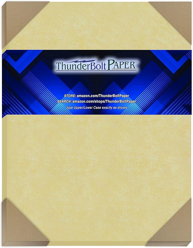50 Gold Parchment 65lb Cover Weight Paper 9" X 12" (9X12 Inches) Frame and Sketch Pad Size - Printable Old Parchment Semblance