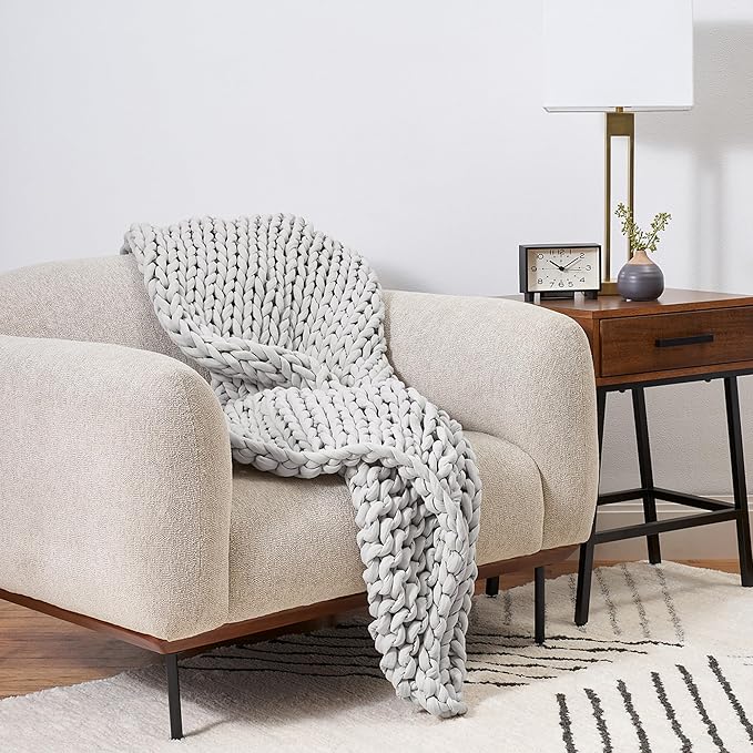 Bearaby Weighted Blanket 15 lbs (40"x72") – Moonstone Grey Blanket Recycled Polyester – Eco-Friendly, Heavy Throw for Adults – Soft, Breathable, Sustainable Comfort