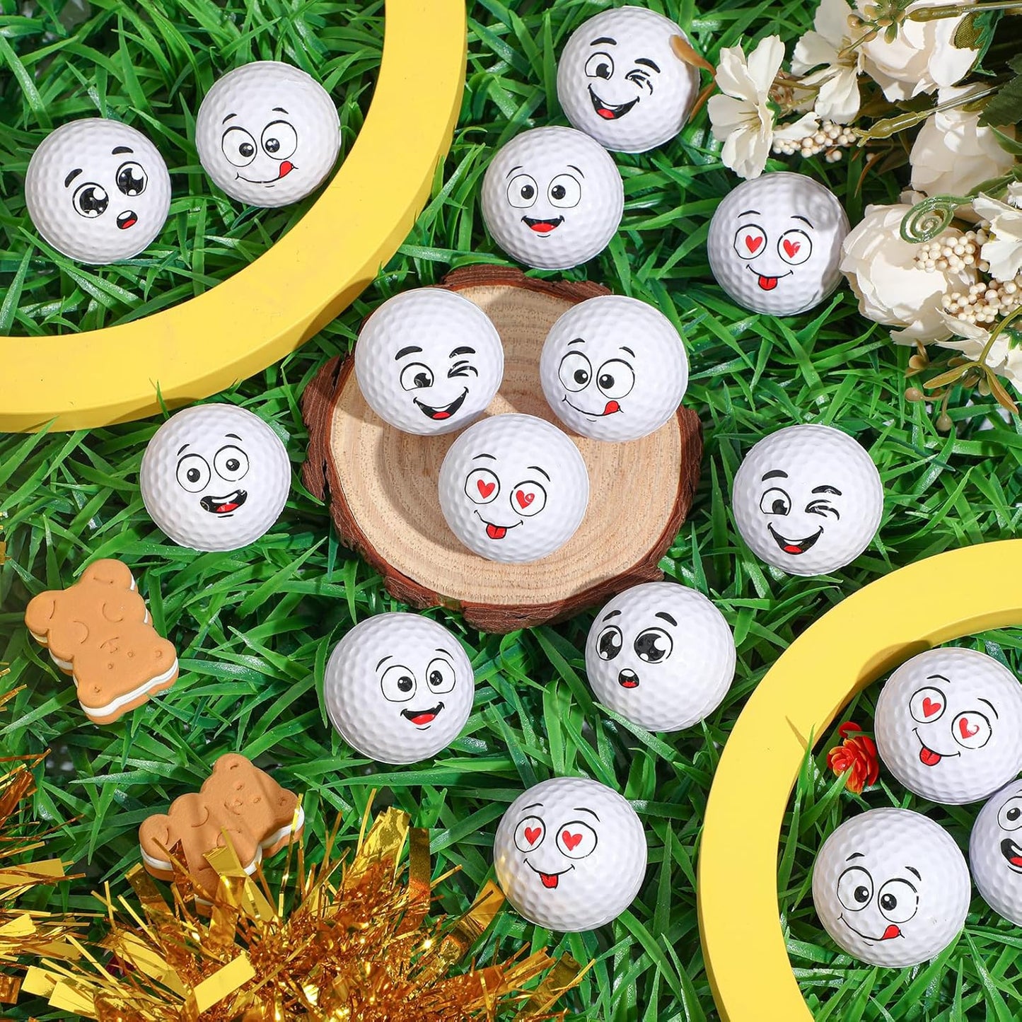 Syhood 48 Pcs Mini Golf Stress Ball Golf Party Favors 1.57 Inch Funny Face Squeeze Foam Balls with Storage Bag for Kids Men Women School Carnival Party Gift Bag Fillers