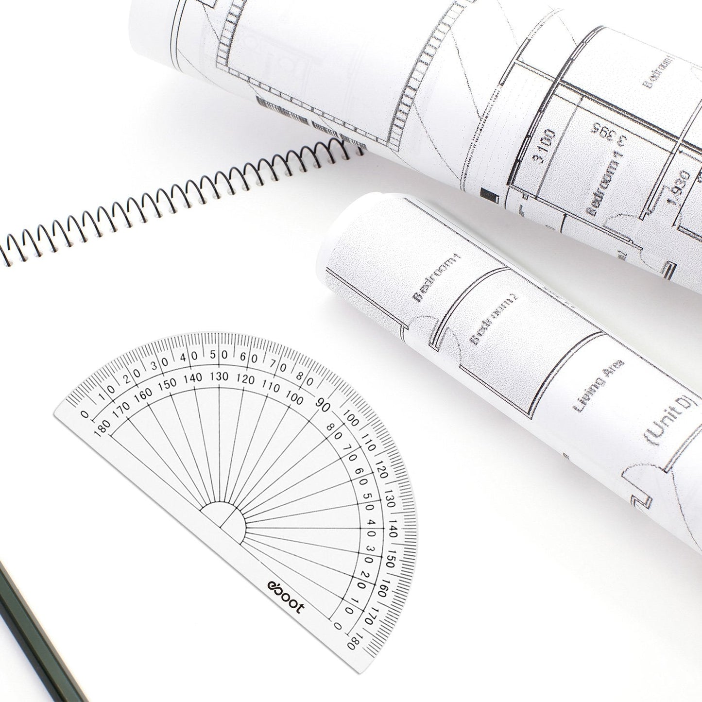 EBOOT 50 Pcs Math Protractors Plastic Protractor 180 Degrees, 4 Inches(Clear)