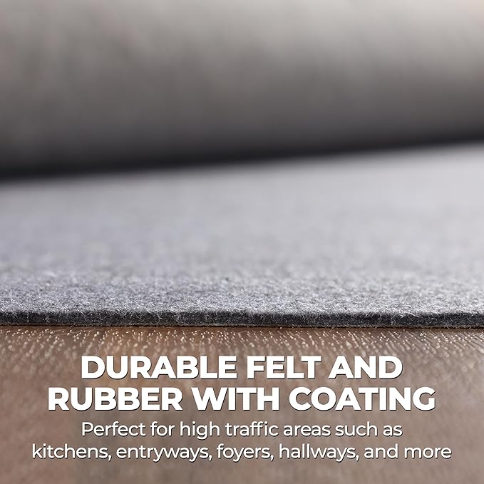 Superior Indoor Area Rug Pad, Non-Slip, Non-Skid, Floor Protector, Hardwood and Tile Floor Padding, Furniture Protector Pad, Carpet Gripper Mat, Felt and Rubber Rug Grip, Lima Collection, 4' x 6'