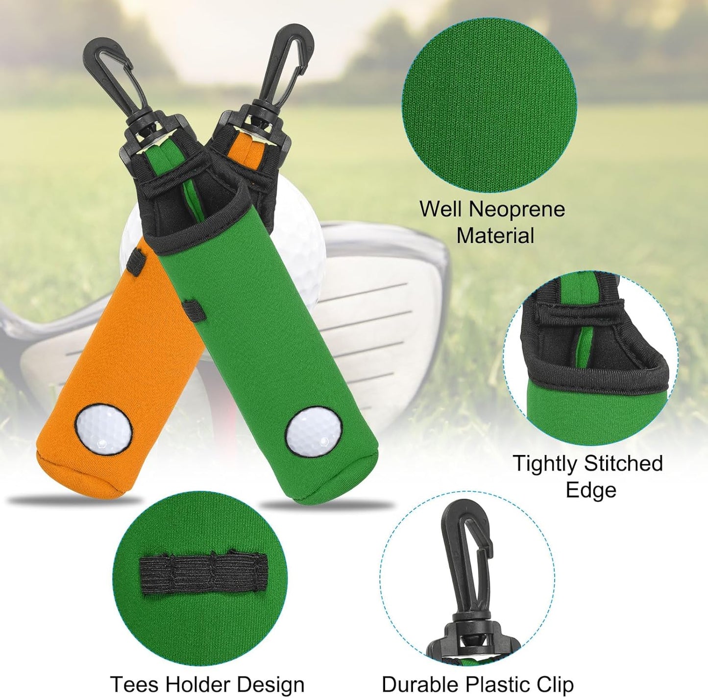 PATIKIL Golf Ball Carry Bag, Golf Tee Holder Pouch Portable Neoprene Golf Ball Holder with Clip for Men and Women Storage Gifts