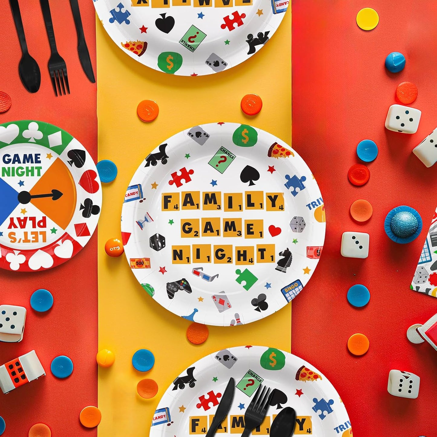 Game Night Party Decorations Set - Fun Game Night Party Plates, Napkins, and Forks for an Exciting Celebration - Disposable Board Game and Family Game Night Party Supplies for Birthdays and Events