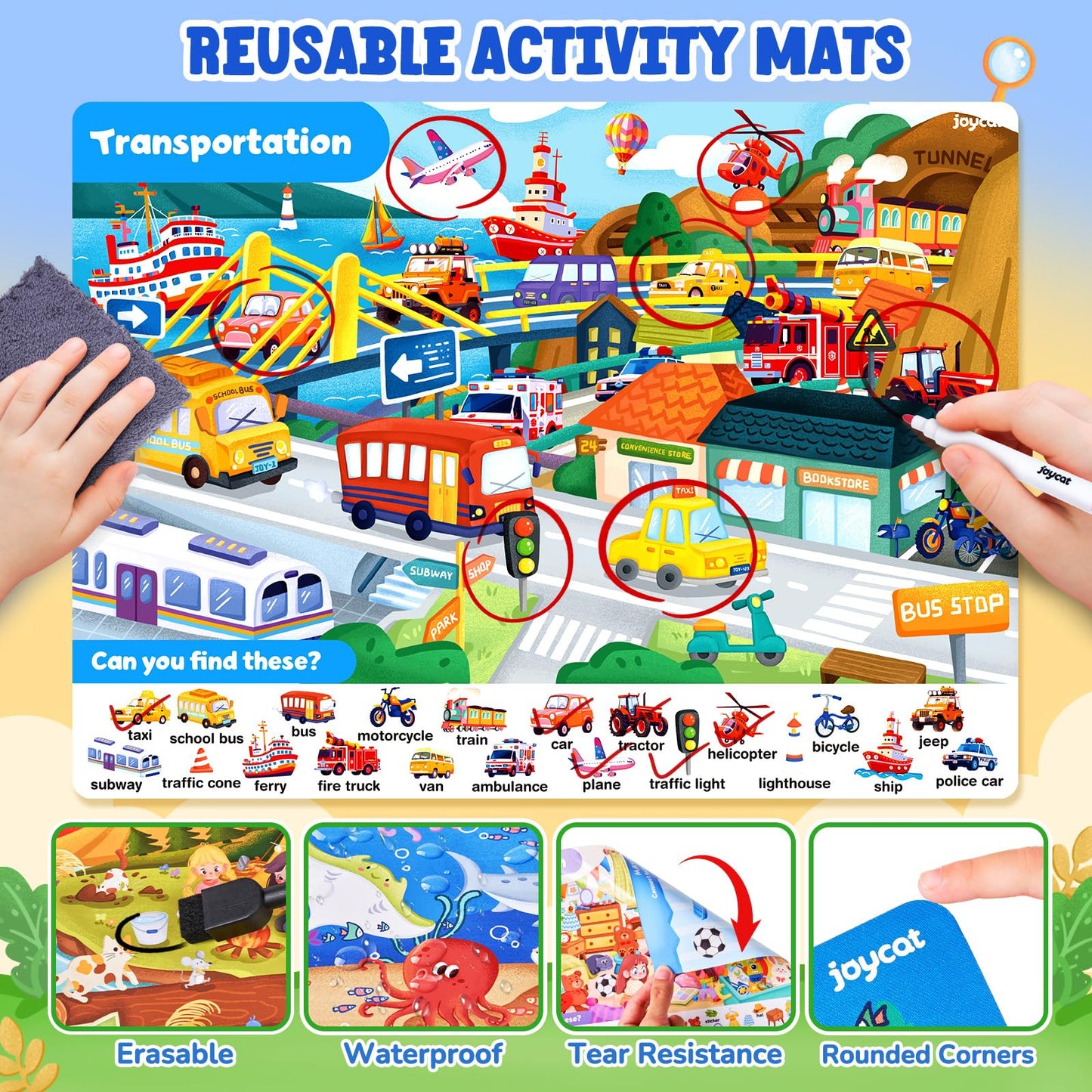 JoyCat Search and Find Activity Books, Preschool Learning Game Activities for Toddlers & Kids Ages 3-5, Travel Toys for Road Trip Car Airplane, Birthday Gifts for Girls and Boys 4-8