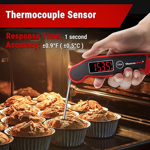 ThermoPro TP19 Waterproof Digital Meat Thermometer for Grilling with Ambidextrous Backlit & Thermocouple Instant Read Kitchen Cooking Food Thermometer for Candy Water Oil BBQ Grill Smoker