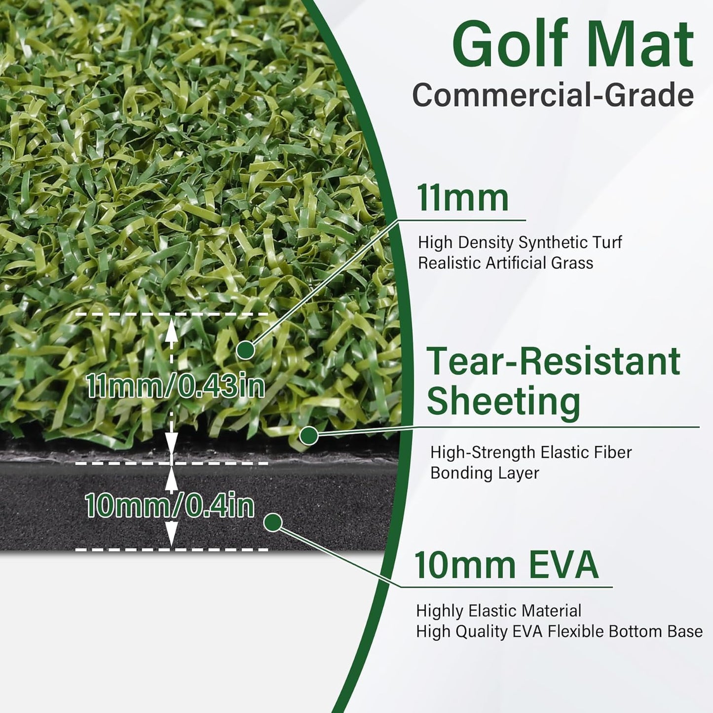 Golf Mat,Elite Golf Hitting Mats Practice Outdoor & Indoor,5x4ft Turf Driving Range Mats for Golf Simulators and Practice with 10 Balls,9 Tees,21|31mm Thickening Domivans