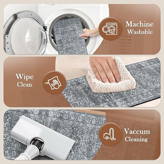 OJIA Vintage Stair Treads Non-Slip Stair Runner for Wooden Steps Indoor 15PCS 30"x8" Carpet Stair Treads Stair Mats Staircase Step Treads for Kids, Elders and Dogs, Stair Covers, Dark Gray