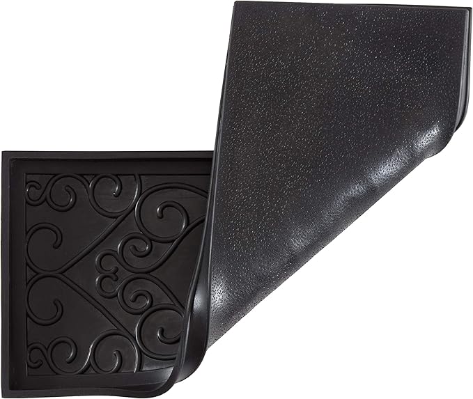 Anji Mountain Rubber Boot/Shoe Tray with Coir, Fits 3 Pair (34.5"" Wide), Tan and Black Tribal Insert (AMB0BT3F-013)