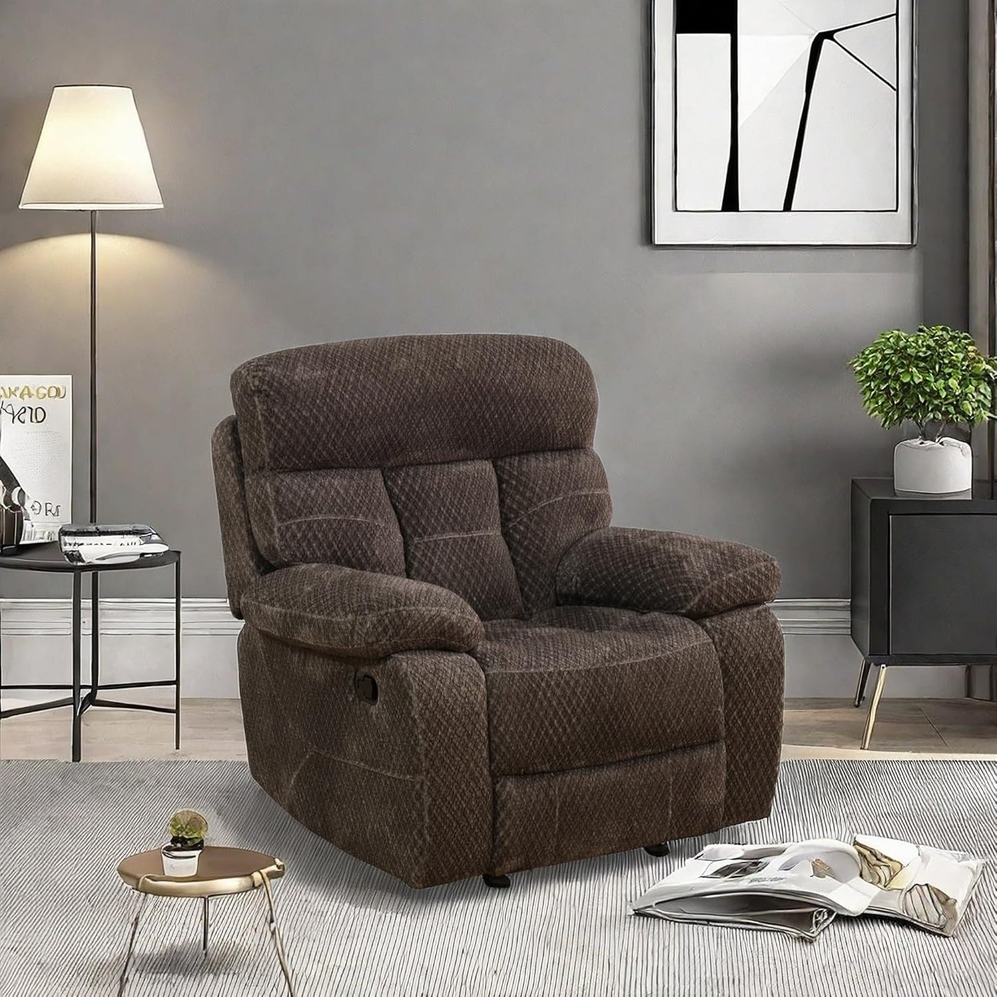 Recliner Chair, Recliner Home Theater Seating, Electric Reclining Chair for Adult, Breathing Chair for Living Room, Dark Brown
