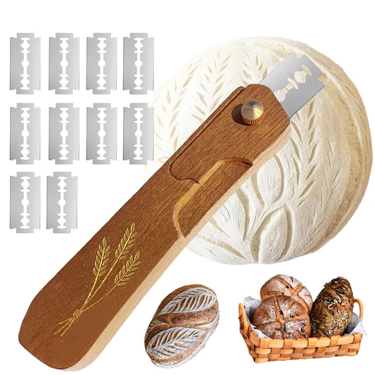 RuruPura Bread Lame Dough Scoring Tool, Upgrade Bread Scoring Tool for Sourdough Bread Baking, Sourdough Scoring Tool for Homemade With 10 Razor Blades
