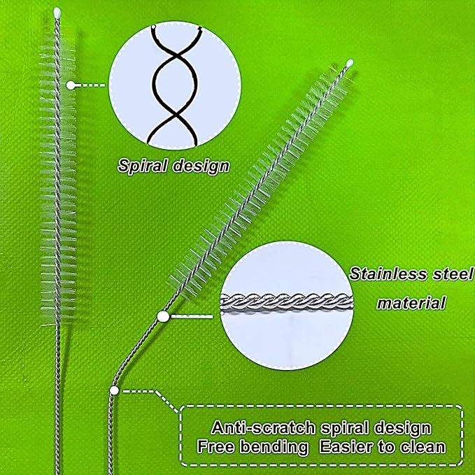 Extra Long Straw Cleaner Brush Long 14 Inch, Straw Brush of Bristles Diameter 12 mm, Straw Cleaning Brush with Stainless Steel Nylon Bristles for Cleaning Straws,Stanley, Owala, Water Bottle (8 PCS)