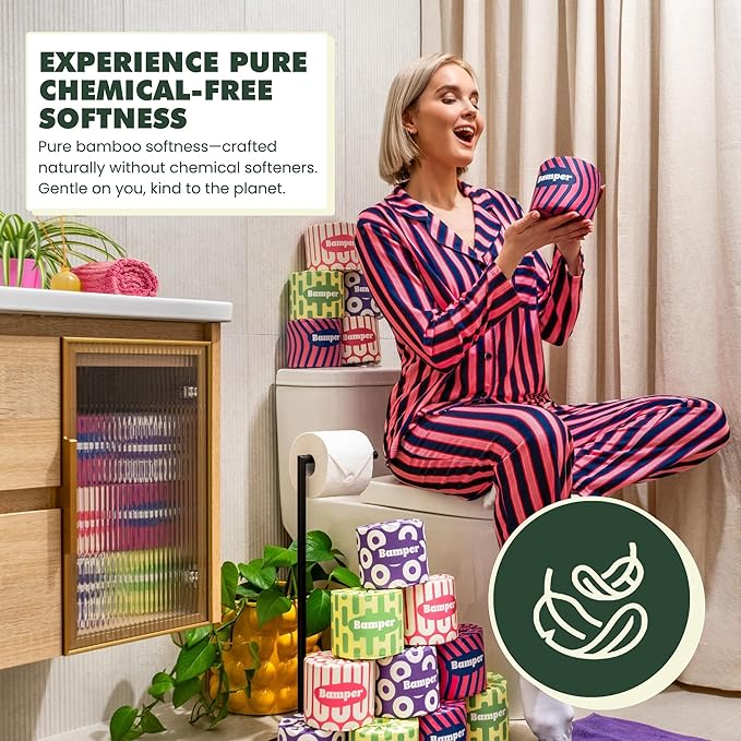 Bamboo Toilet Paper, 3-Ply & 380 Sheets, Soft & Strong Organic Bath Tissue, Chemical-Free & Hypoallergenic, Septic Safe, PFAS-Free, Tree-Free Bathroom Tissue (12 Extra-Large Rolls)
