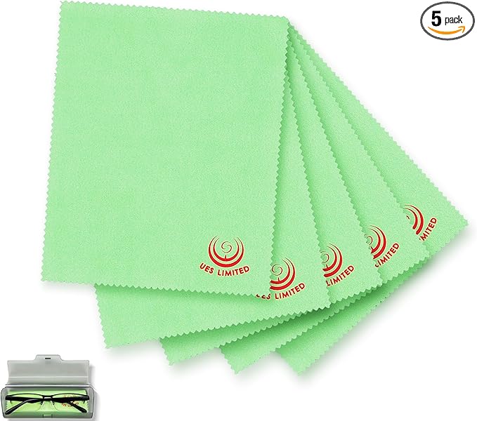 UESWILL Microfiber Cleaning Cloths for Glasses, Sunglasses, Camera Lens, Phone Laptop Tablet Electronics & Screens, Other Delicate Surfaces 6.7 x 5.7 inches 5-Pack