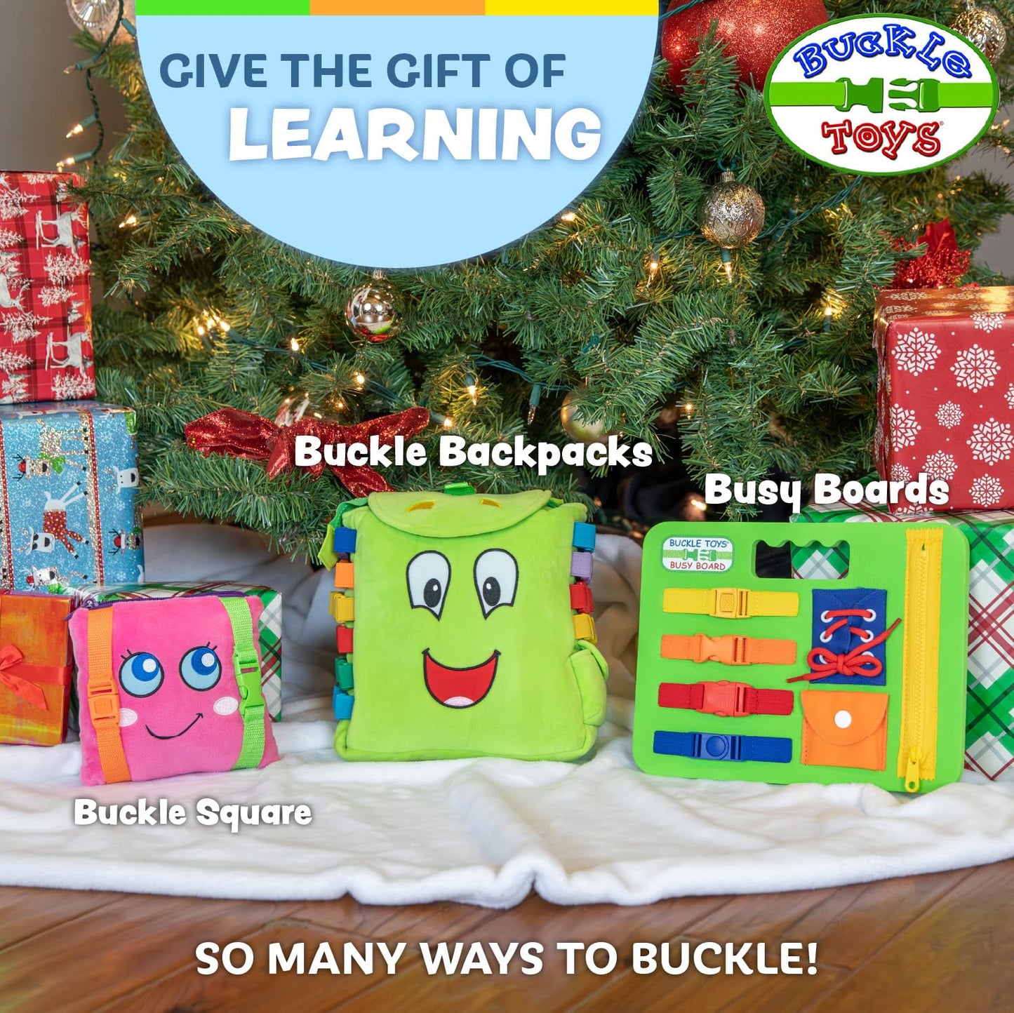 Buckle Toys - Boomer Square - Learning Activity Toddler Plane Travel Essential Toy - Develop Motor Skills and Problem Solving