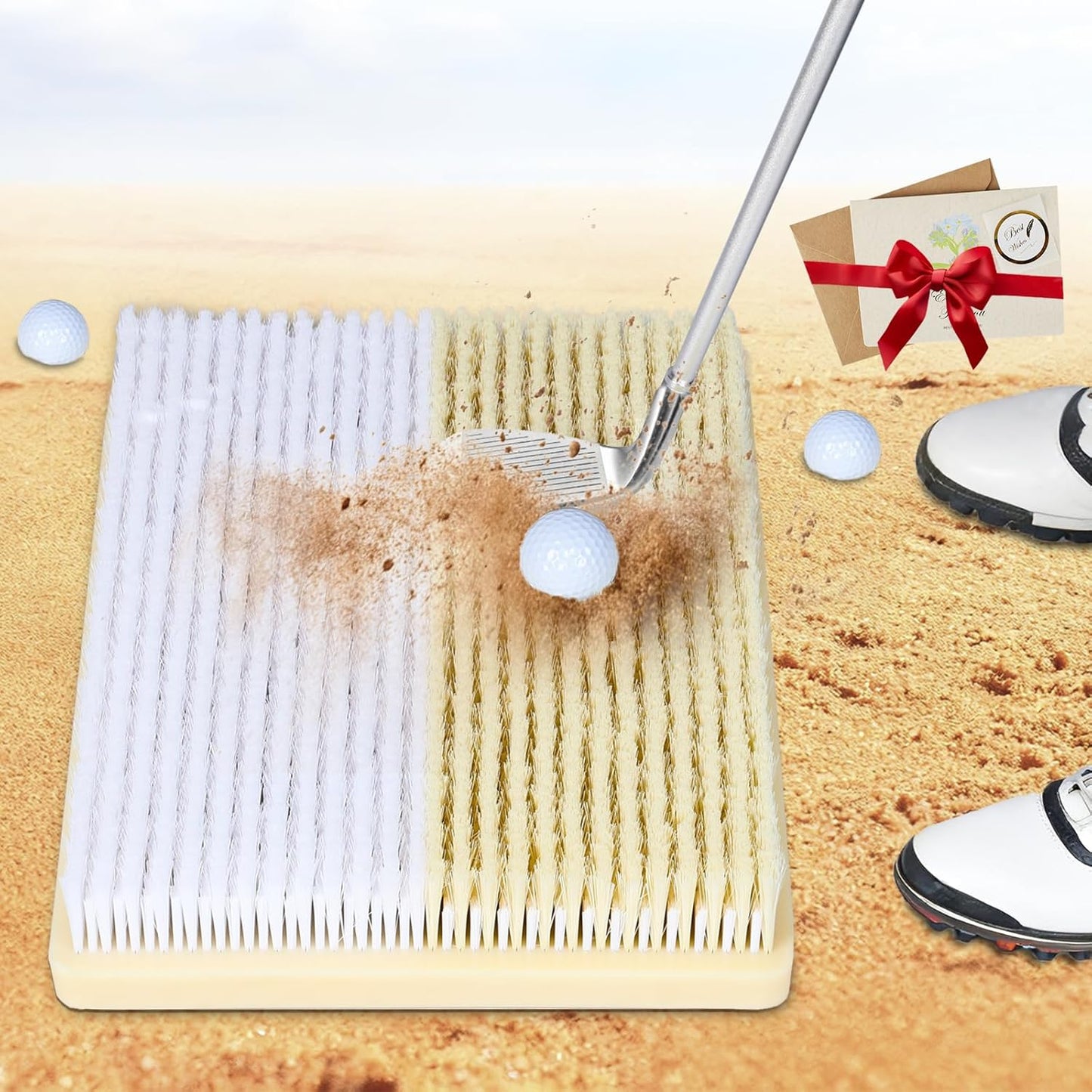 15.7" x 11.8" Golf Bunker Mat - Portable & Sturdy High-Performance Golf Practice Mat for Bunker Shots, Indoor & Outdoor Use - Perfect for Beginners, Pros, and Simulator Training