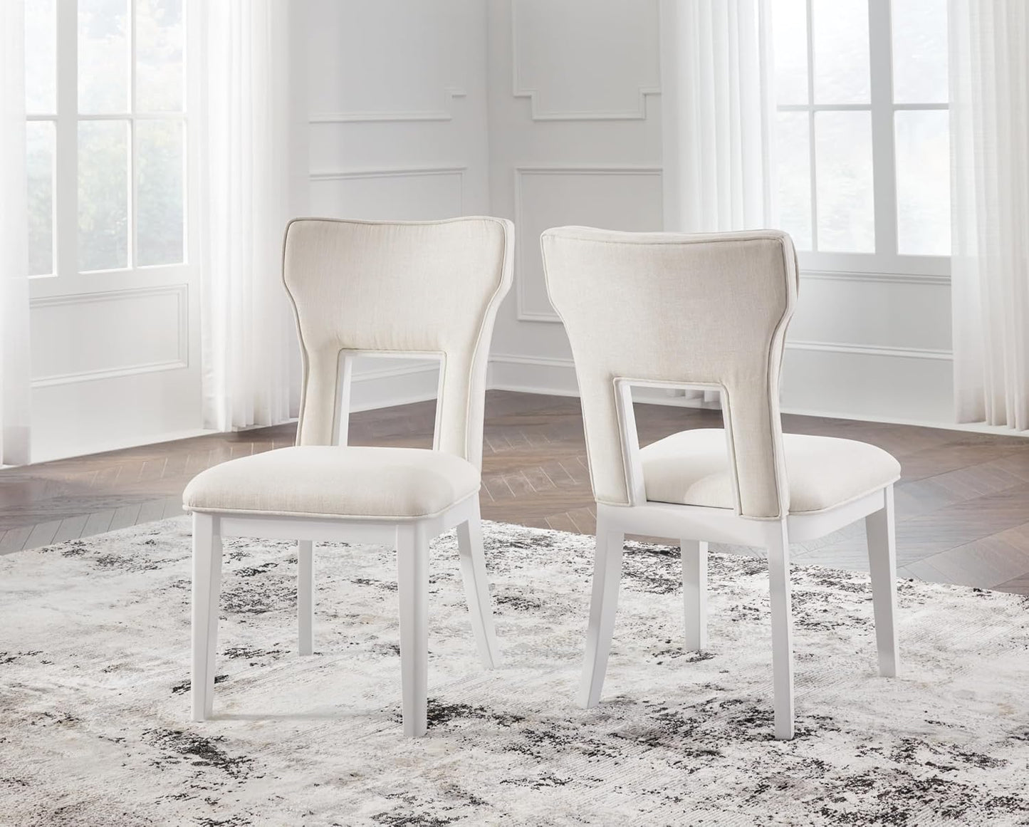 Signature Design by Ashley Chalanna Solid Wood Frame Dining Chair, Set of 2, White