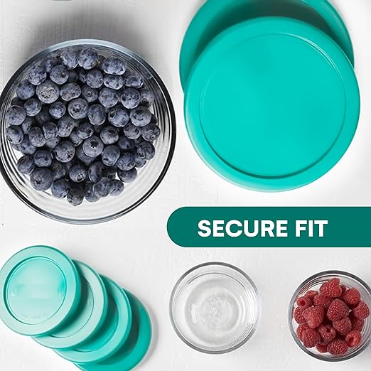 Wood Grip Lids for Pyrex and Anchor Round Glass Containers - 2-Cups, Green-6 Pack