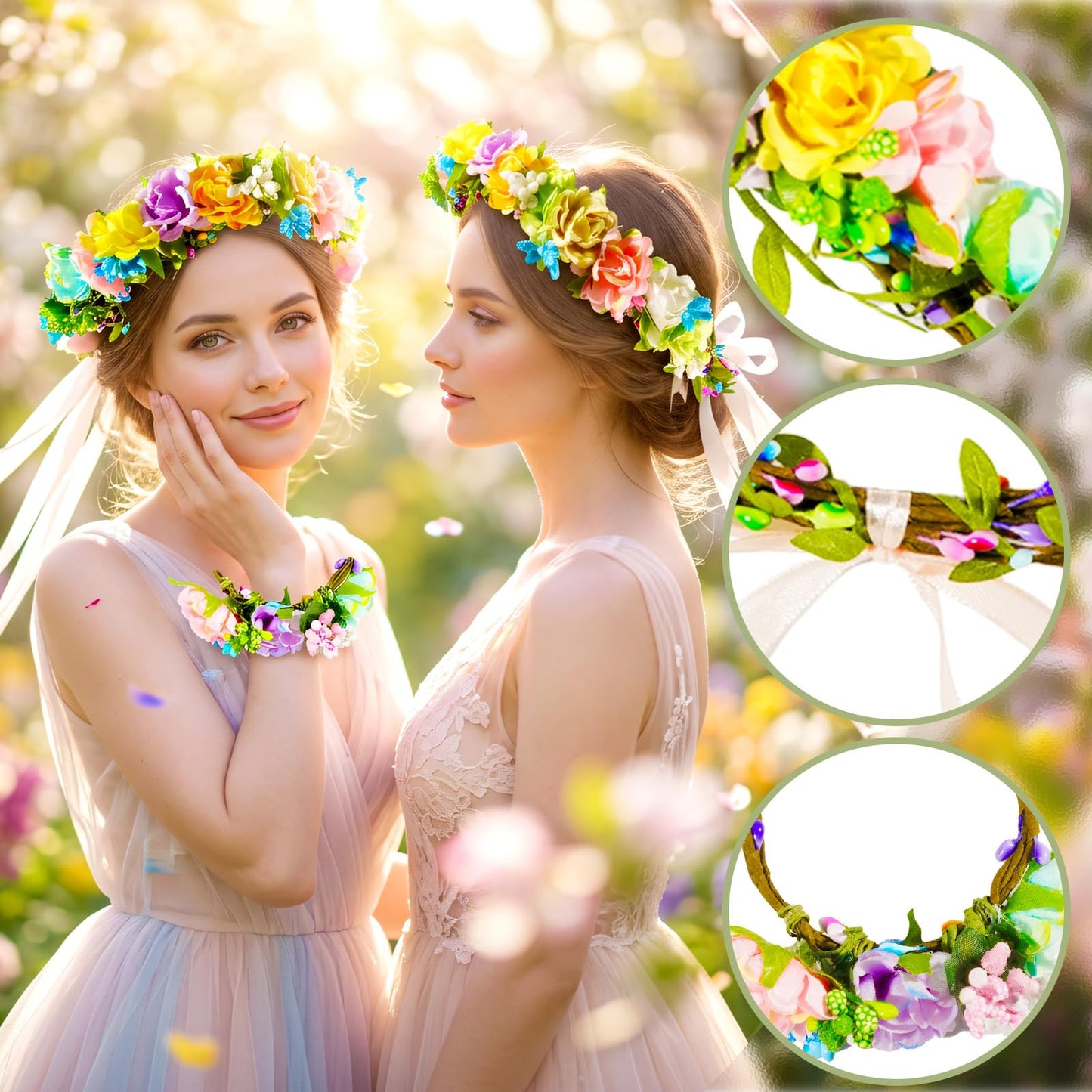 Pattyeer 153Pcs(30 Set) DIY Flower Crowns Making Kit, Handmade Floral Crown Garland Wreath Craft Kit, Make Your Own Flower Hair Accessories Gift for Women