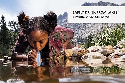 LifeStraw Peak Series - Personal Water Filter Straw for Backup Filtration, Emergency, Survival, and Ultralight Hydration, Dark Mountain Gray, 2 Pack