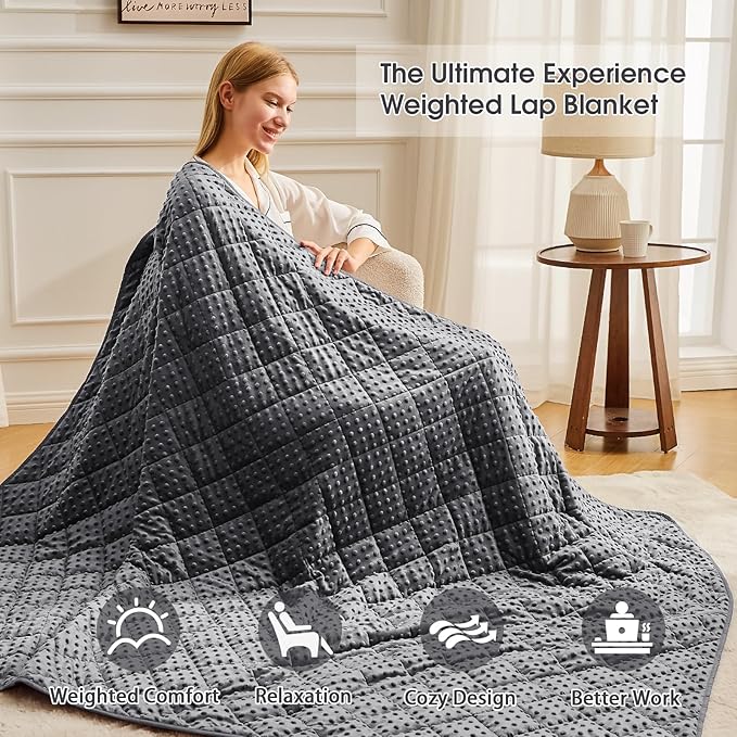 Grey Weighted Blanket for Adults 12lbs, 48"x72", Twin Full Size Cooling Minky Heavy Throw Blanket for 110-130lbs, Soft Winter Thick Big Blankets Weighted Comforter Gift for Sleeping