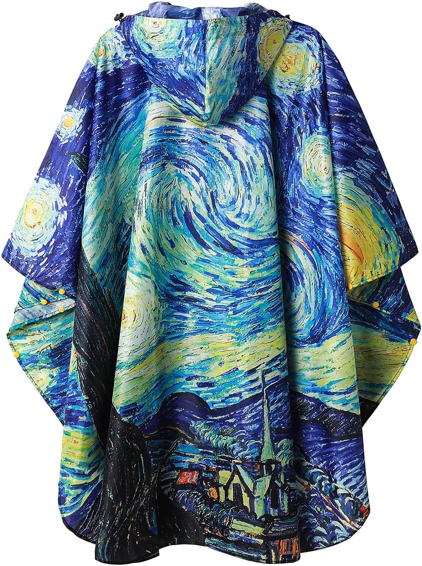 SaphiRose Rain Poncho Jacket Coat Hooded for Adults with Pockets