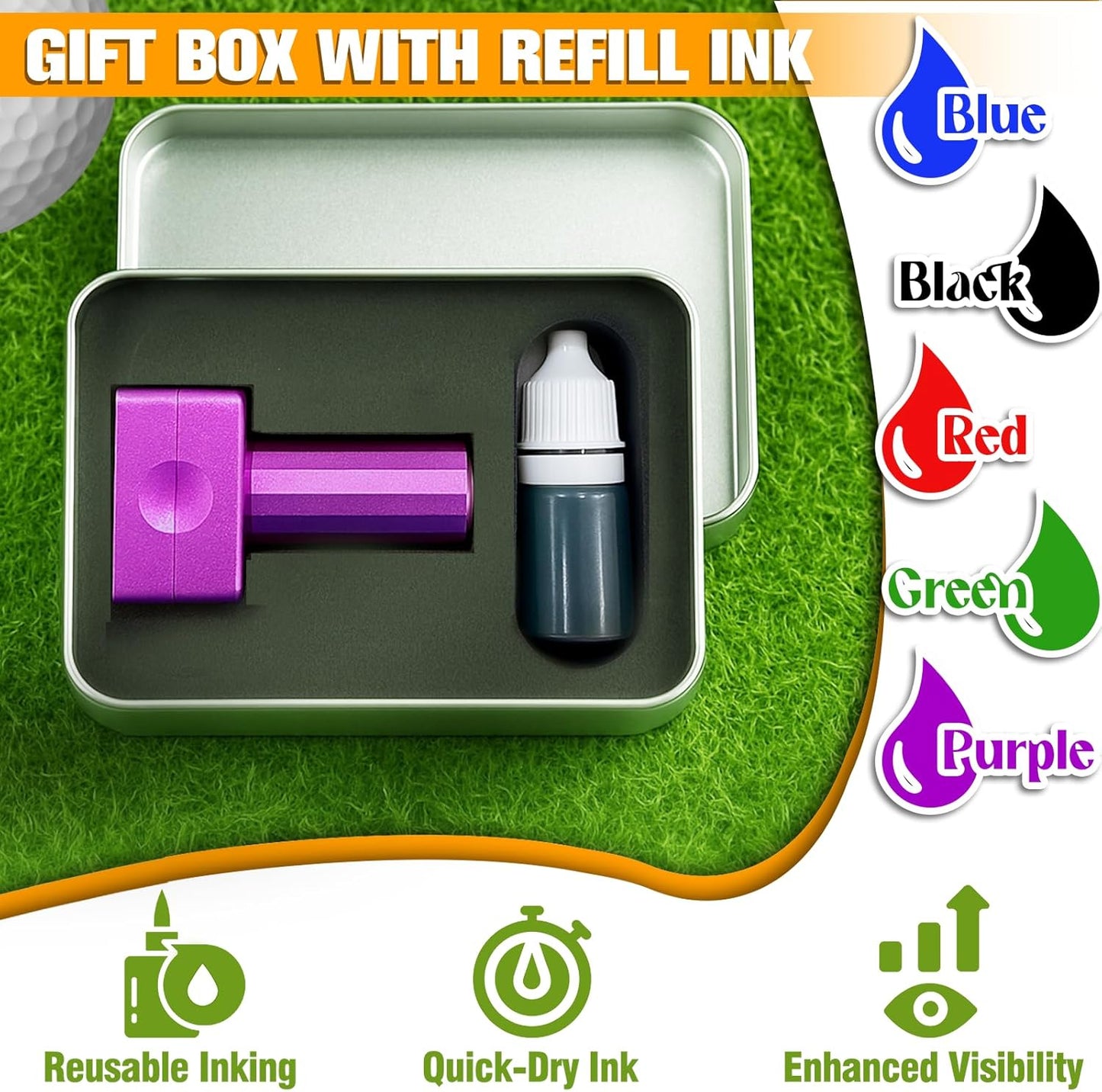 ONFAON Custom Golf Ball Stamp, Personalized Name Golf Ball Marker Stamp with Monogram Logo, Reusable Inking Customized Golf Stamper Accessories Gifts for Golfers
