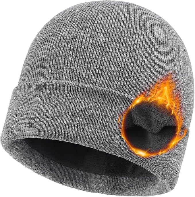 Zylioo Oversize Beanie Hats, XXL Big Size Ribbed Knit Cuffed Winter Hat for Cold Weather, Warm Skull Watch Cap