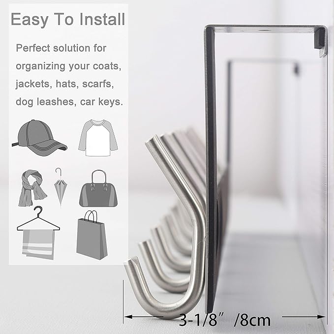 WEBI Over The Door Hooks for Hanging,Door Hanger:Over The Door Towel Rack,Over Door Coat Rack Door Coat Hanger,6 Hooks for Hanging Towels,Clothes,Hats,Behind Back of Bathroom,Antique Copper