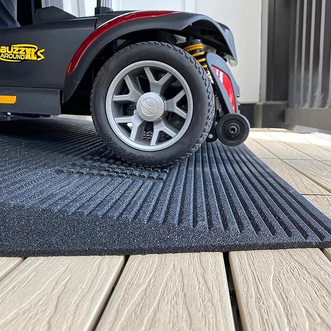 EZ-ACCESS TRANSITIONS 1.5 Inch Low Pile Transitional Non Slip Rectangular Rubber Angled Welcome Entry Mat Ideal for Indoor and Outdoor Use, Black