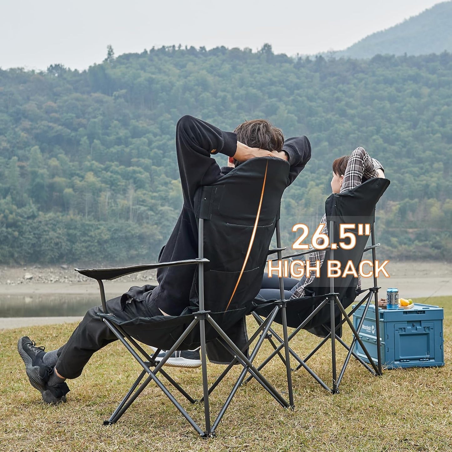 EVER ADVANCED Camping Chairs, Lawn Chairs Outdoor Sports Chairs, Folding Chair Camping Chairs for Adults, Supports 400lbs
