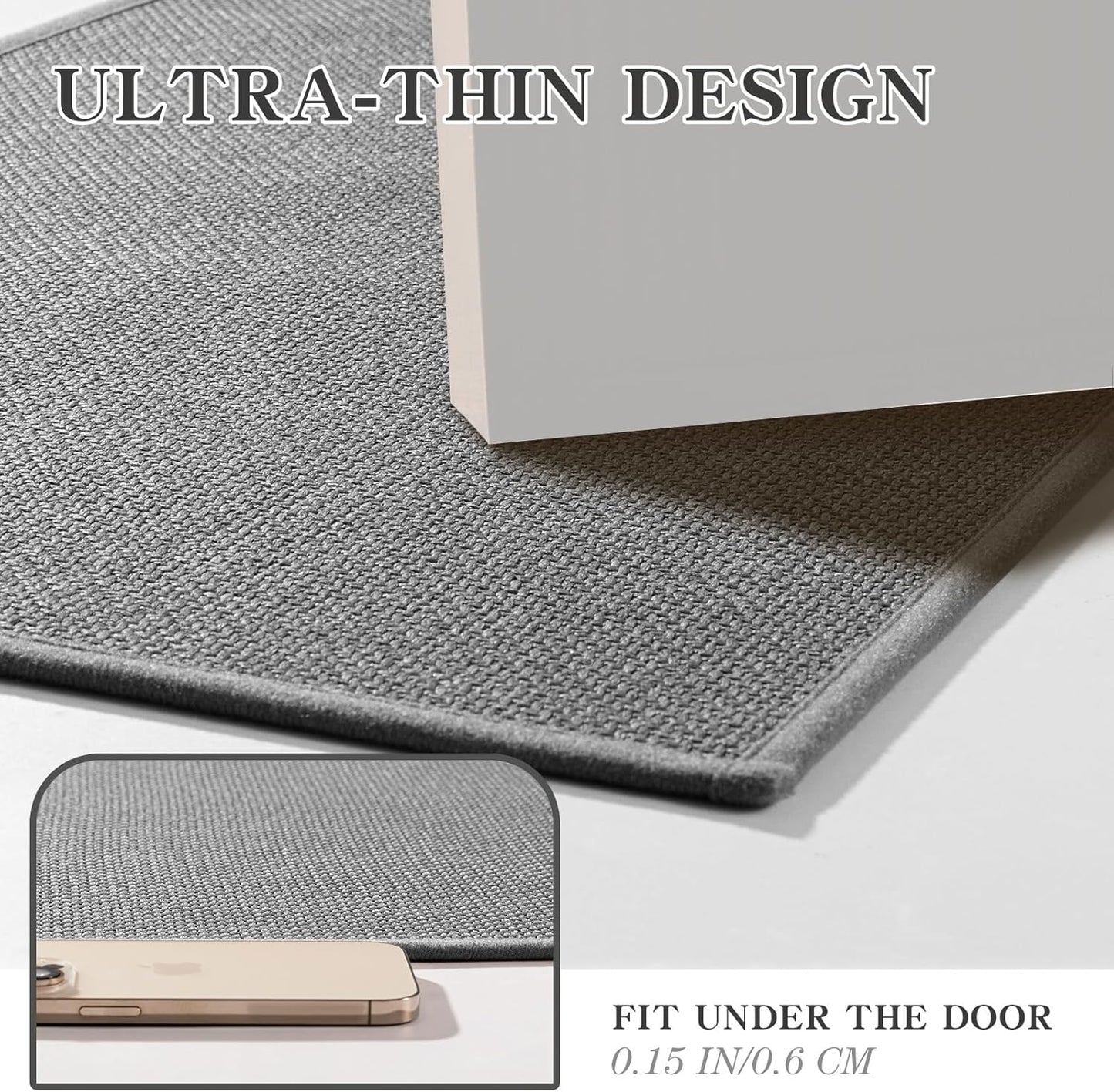 chakme Bathroom Rugs Mat 47x17, Ultra Thin Non Slip Bath Mat Runner Quick Dry Absorbent Bath Mat for Bathroom Floor, (Dark Grey, 47"x17")