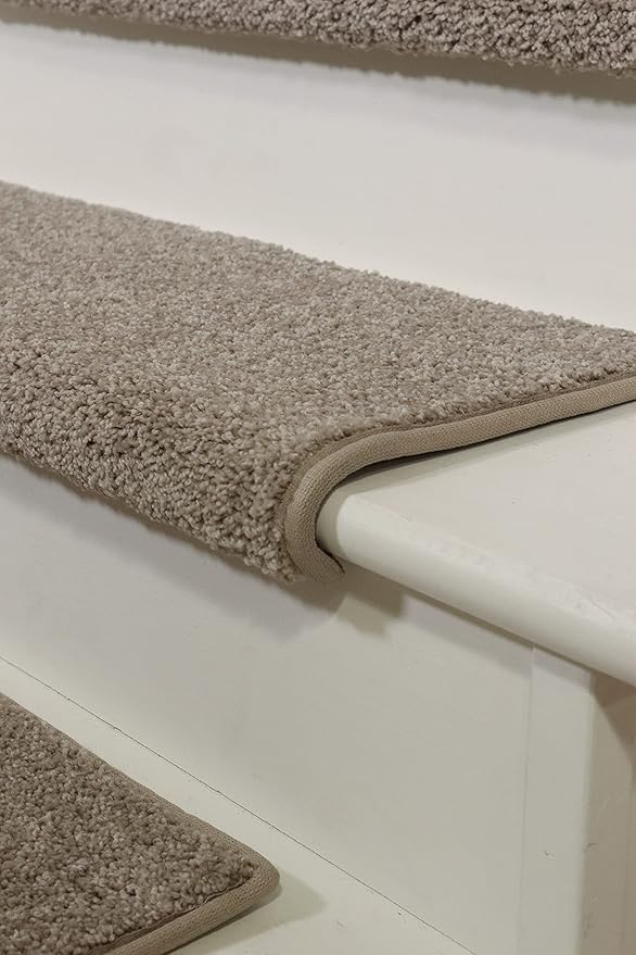 Oak Valley Designs™ Rounded Bullnose Carpet Stair Treads - Anti Slip Indoor Stair Mats for Wooden Stairs, Style: Stoney Brook, Castle 27" W X 9.75" D (Set of 14)
