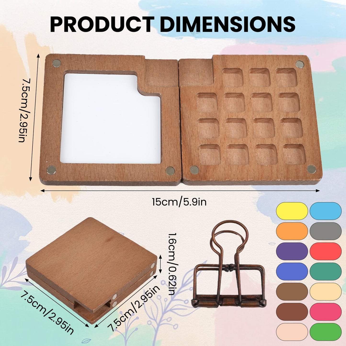 Mini Paint Palette Travel Kit,Mini Travel Watercolor Palette Set,Pocket Artist Acrylic colour Sets with Watercolor Pens,Binder Clips, Include 24 Colors Paint for Beginners Artists